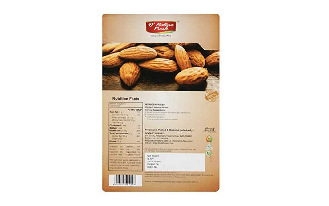 D'nature Fresh Almonds    Box  250 grams